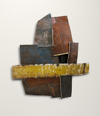 Sconfini#Lamiera 6 ­- Lamiera di ferro cm 50x65 circa,­ 2009, scultura da parete