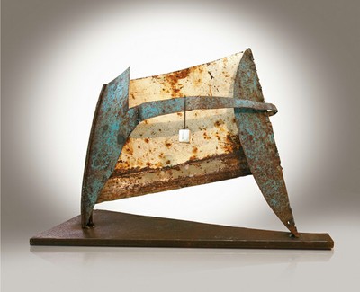 Senza titolo#3 - Lamiera di ferro cm 50x 43x20 circa,­ 2008, scultura da appoggio