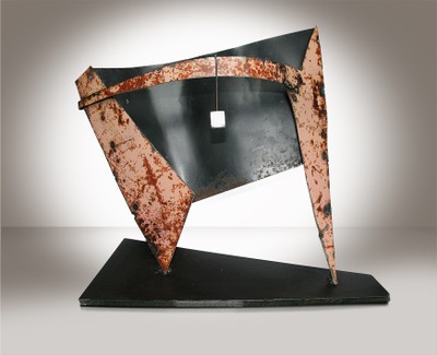 Senza titolo#4 ­- Lamiera di ferro ­cm 50x40x20 circa, 2008, scultura da appoggio