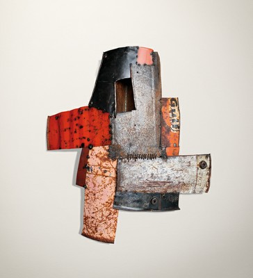 Sconfini#Lamiera 7 -­ Lamiera di ferro cm 50x60 circa,­ 2009, scultura da parete